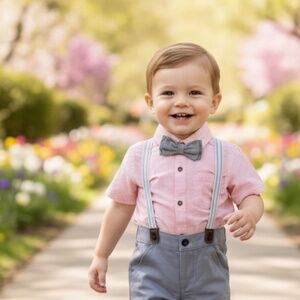 Carter's Pink and Gray Striped Shirt with Bow Tie 2T NEW - no tags - never used